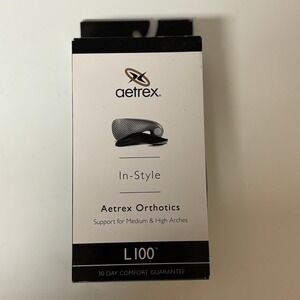 Aetrex L100 In-Style Orthotics Mens 8 Medium High Arch Support Cobra Lynco Black